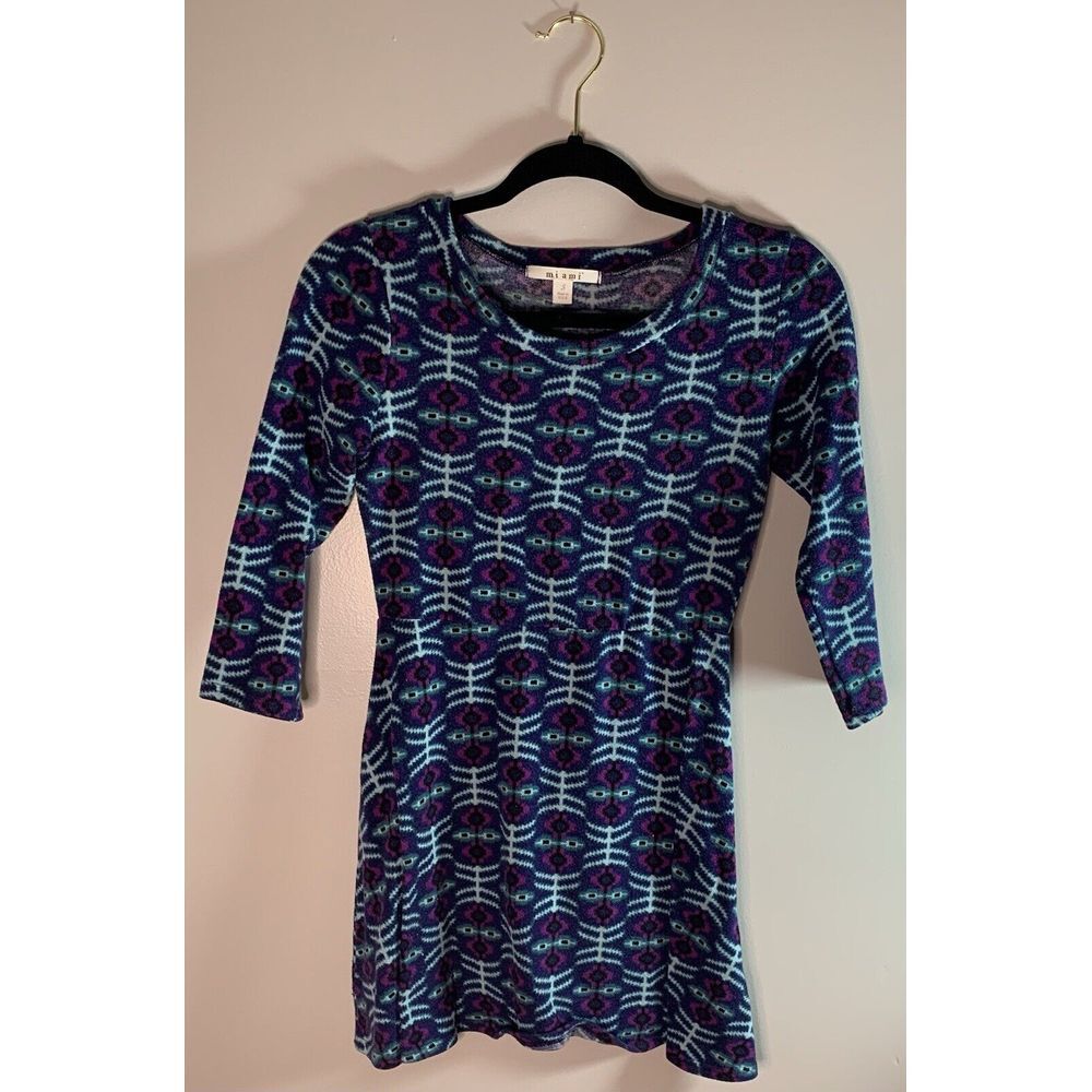 Miami Dress Women's S Purple Blue‎ Long Sleeve Geometric Print Boutique Ladies